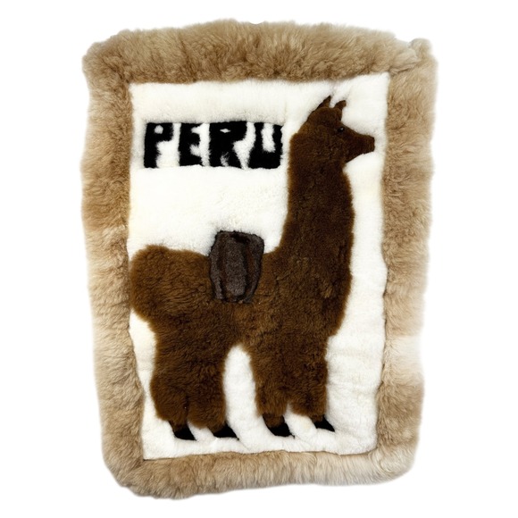 Peru Alpaca Fur Wall Hanging Tapestry Llama Souvenir Handmade Pelts Art Decor - Picture 1 of 7